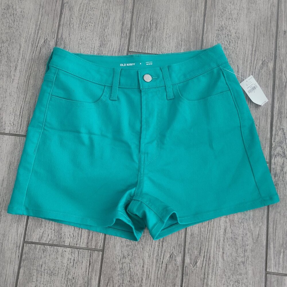 Old Navy High Rise WOW Shorts Teal Size 4 NWT